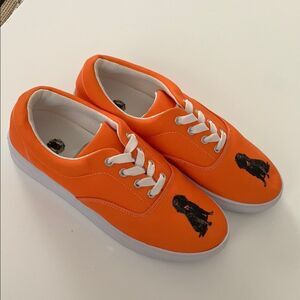 Animal Rescue Orange Slip-On Shoes Spaniel Print Size 7,5